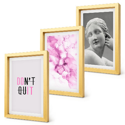 Framed triptych Watercolor abstraction inspiring slogan ancient sculpture