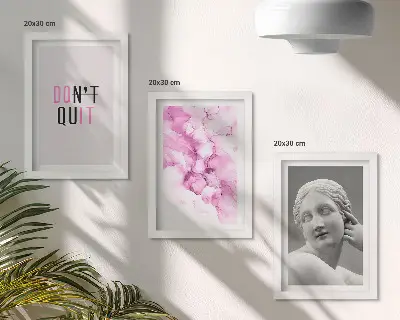 Watercolor abstraction framed triptych inspiring ancient sculpture slogan