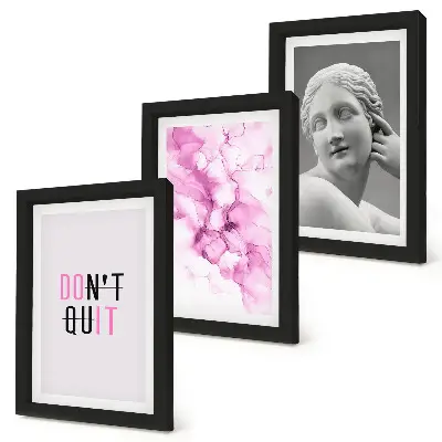 Watercolor abstraction framed triptych inspiring ancient sculpture slogan