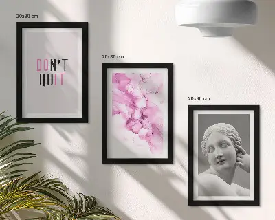Watercolor abstraction framed triptych inspiring ancient sculpture slogan