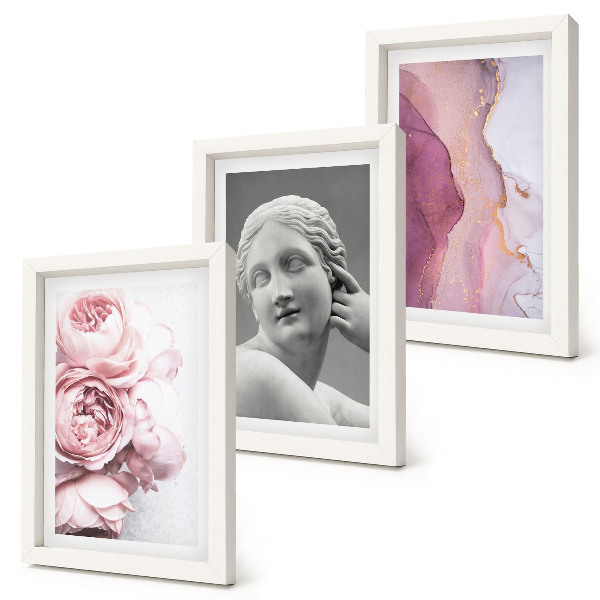 3-piece wall art set Romantic peonies sculpture of a woman abstract