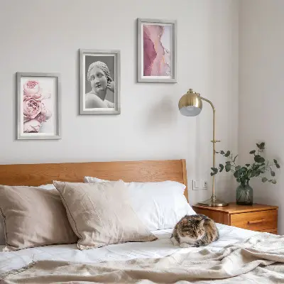 Romantic peonies abstract woman sculpture wall art 3-piece set