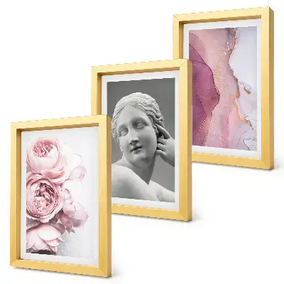 Romantic peonies abstract woman sculpture wall art 3-piece set