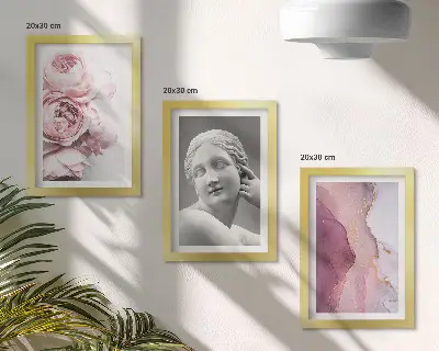 Romantic peonies abstract woman sculpture wall art 3-piece set