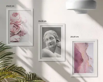 Romantic peonies abstract woman sculpture wall art 3-piece set