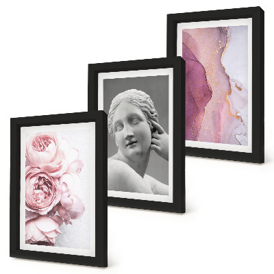 3-piece wall art set Romantic peonies sculpture of a woman abstract