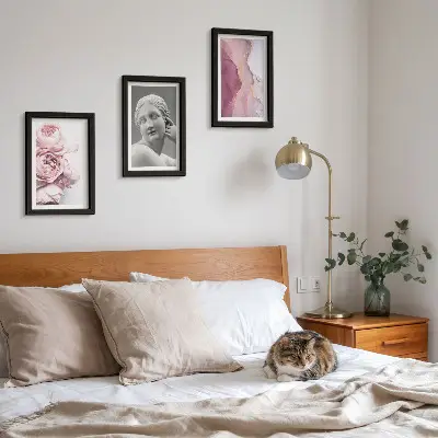Romantic peonies abstract woman sculpture wall art 3-piece set