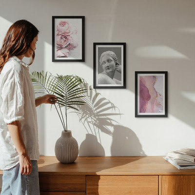 3-piece wall art set Romantic peonies sculpture of a woman abstract