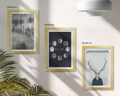 3-piece wall art set Forest landscape in the fog moon phases deer skull