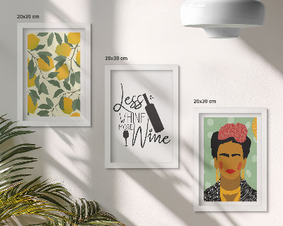 Photo frame wall Lemons wine bottle portrait of Frida Kahlo