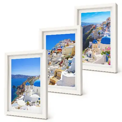 Photo frame wall featuring landscape architecture views of the city of Oia Santorini Greece