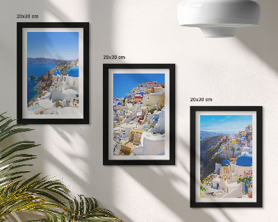 Photo frame wall Landscape architecture views of the city of Oia Santorini Greece