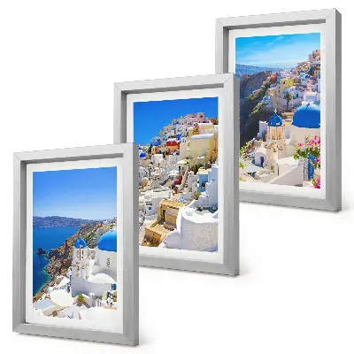 Photo frame wall featuring landscape architecture views of the city of Oia Santorini Greece