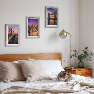 Photo frame wall Sunset Bridges and Cityscapes