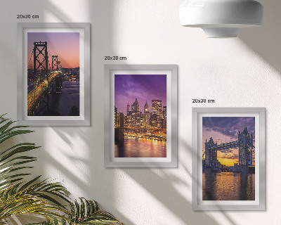 Photo frame wall Sunset Bridges and Cityscapes