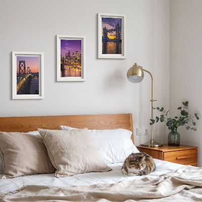 Photo frame wall Sunset Bridges and Cityscapes