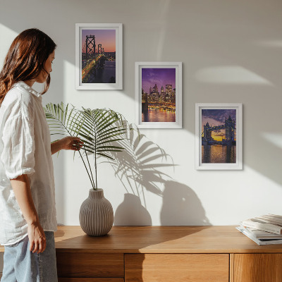Photo frame wall Sunset Bridges and Cityscapes