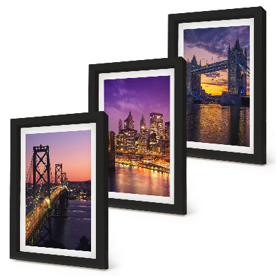 Photo frame wall Sunset Bridges and Cityscapes