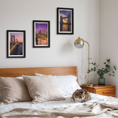 Photo frame wall Sunset Bridges and Cityscapes