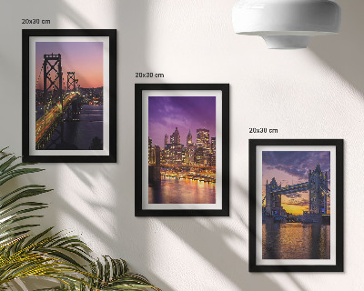 Photo frame wall Sunset Bridges and Cityscapes