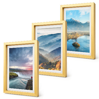 Photo frame wall Picturesque mountain landscapes and waterfalls in nature