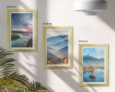 Photo frame wall Picturesque mountain landscapes and waterfalls in nature