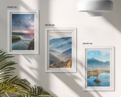 Photo frame wall Picturesque mountain landscapes and waterfalls in nature