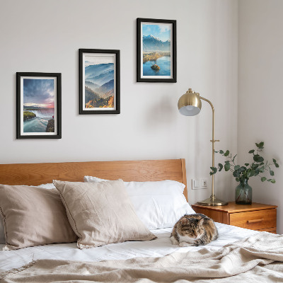Photo frame wall Picturesque mountain landscapes and waterfalls in nature