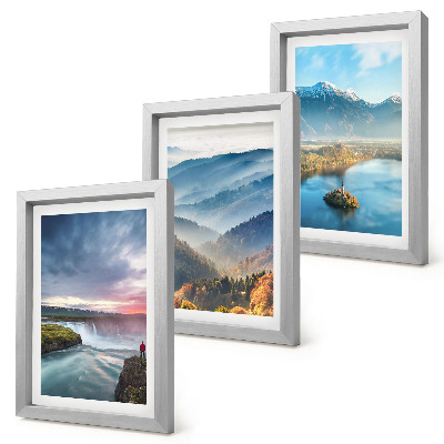 Photo frame wall Picturesque mountain landscapes and waterfalls in nature