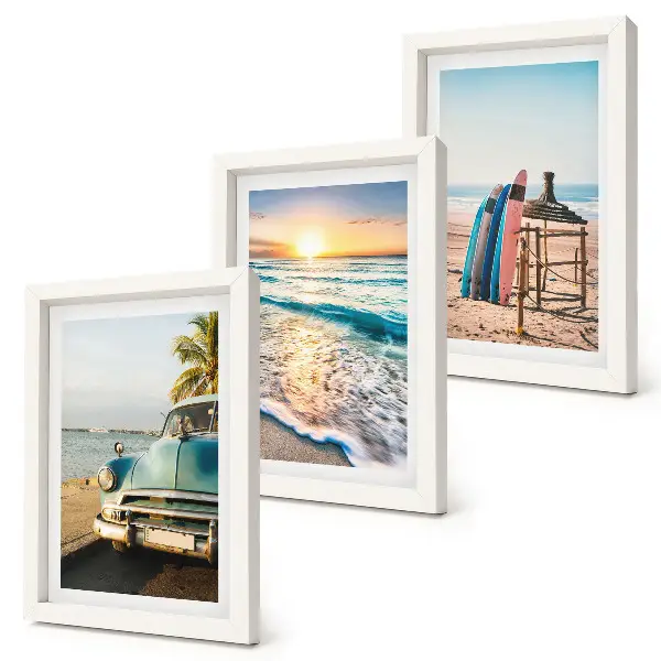 3-piece wall art set featuring miami sunset view over the sea