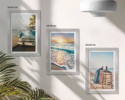 3-piece wall art set featuring miami sunset view over the sea