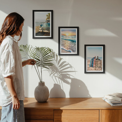 3-piece wall art set Miami vacation views sunset over the sea