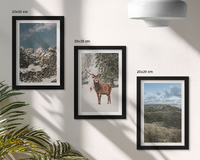 3-piece wall art set Mountains with snow, deer in the forest, landscapes