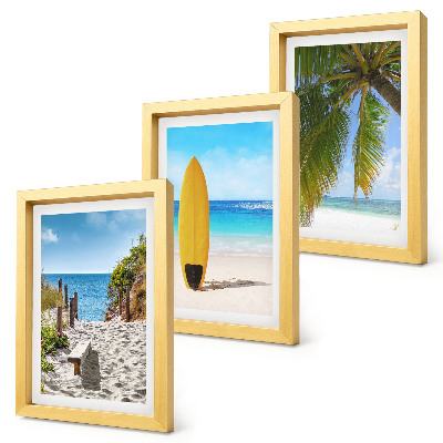 3-piece wall art set Holiday views of the beach, waves and palm trees in the tropics