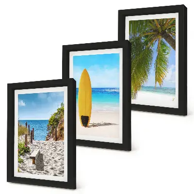 3-piece wall art set featuring tropical beach waves and palm trees during the holidays