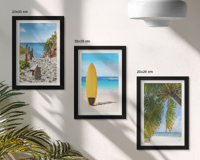 3-piece wall art set Holiday views of the beach, waves and palm trees in the tropics