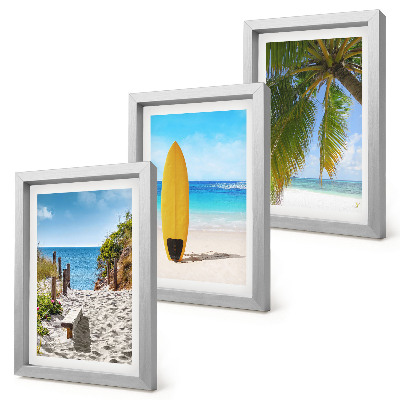 3-piece wall art set Holiday views of the beach, waves and palm trees in the tropics