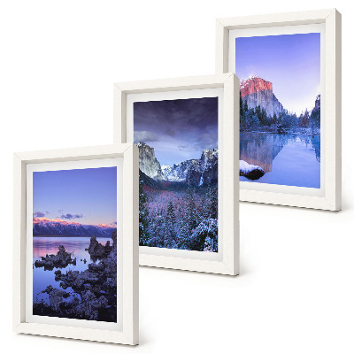 Photo frame wall Mountain landscapes at dusk, water views