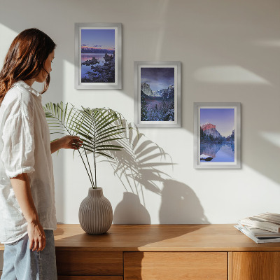 Photo frame wall Mountain landscapes at dusk, water views