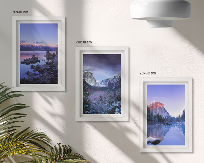 Photo frame wall Mountain landscapes at dusk, water views