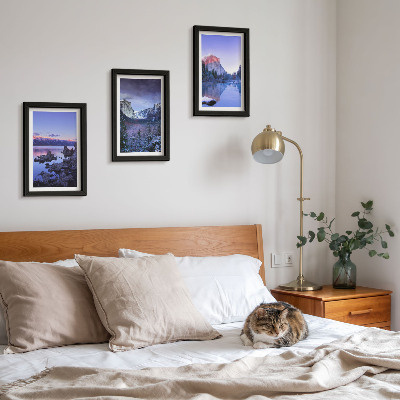 Photo frame wall Mountain landscapes at dusk, water views