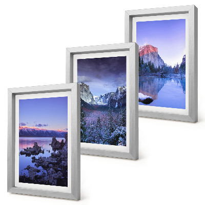 Photo frame wall Mountain landscapes at dusk, water views