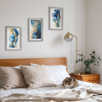Photo frame wall Blue abstract patterns with delicate accents