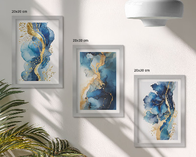 Photo frame wall Blue abstract patterns with delicate accents