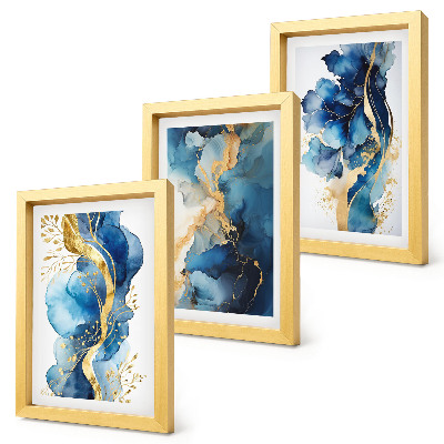 Photo frame wall Blue abstract patterns with delicate accents