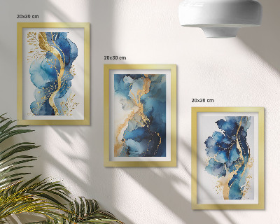 Photo frame wall Blue abstract patterns with delicate accents