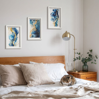 Photo frame wall Blue abstract patterns with delicate accents