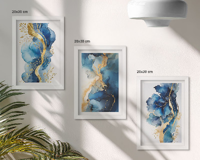 Photo frame wall Blue abstract patterns with delicate accents