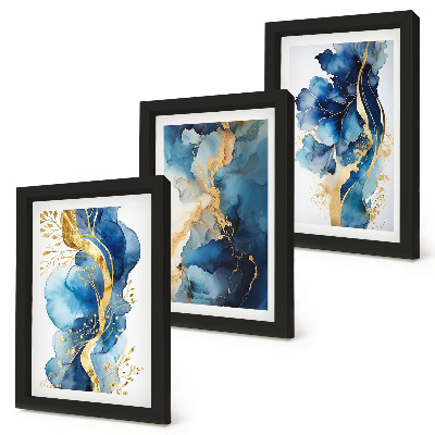 Photo frame wall Blue abstract patterns with delicate accents