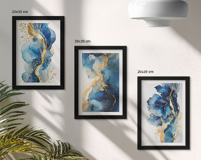 Photo frame wall Blue abstract patterns with delicate accents